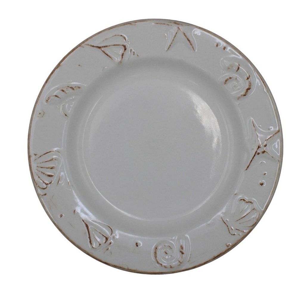 Thompson Pottery Hampton Dessert Salad Plate Sea Shells Starfish Beige